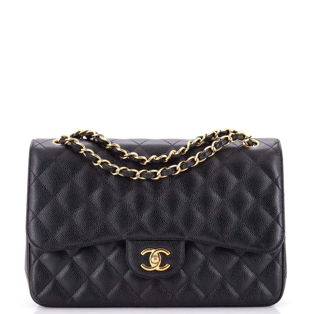Chanel Jumbo Classic Double Flap Bag Quilted Caviar